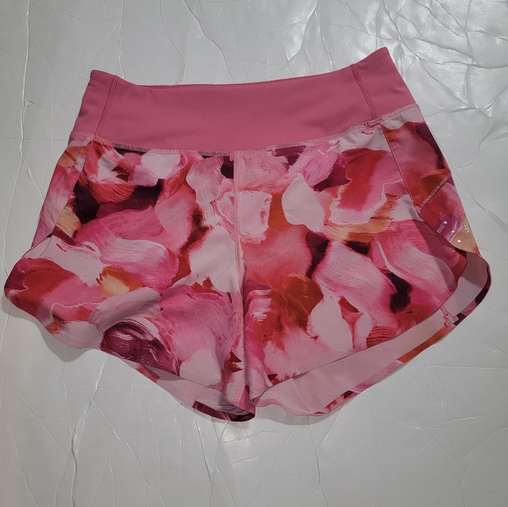 Athleta Printed Run With It Shorts Size S Pinks